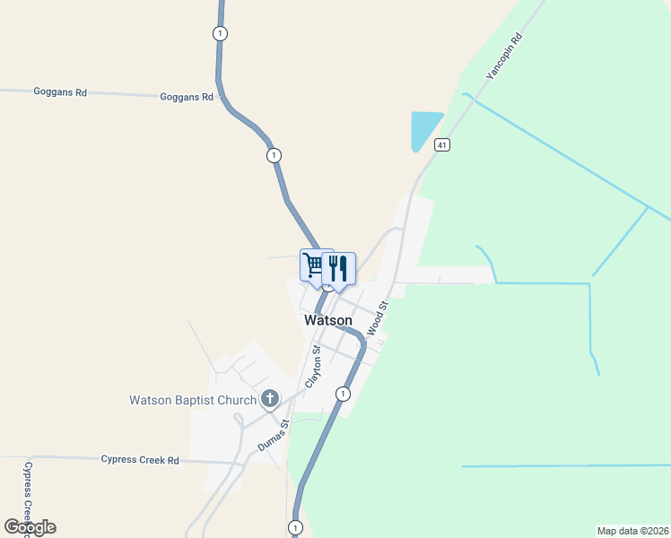 map of restaurants, bars, coffee shops, grocery stores, and more near 506 Front Street in Watson