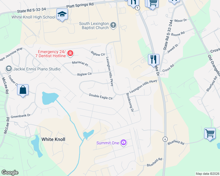 map of restaurants, bars, coffee shops, grocery stores, and more near 128 Linville Court in Lexington
