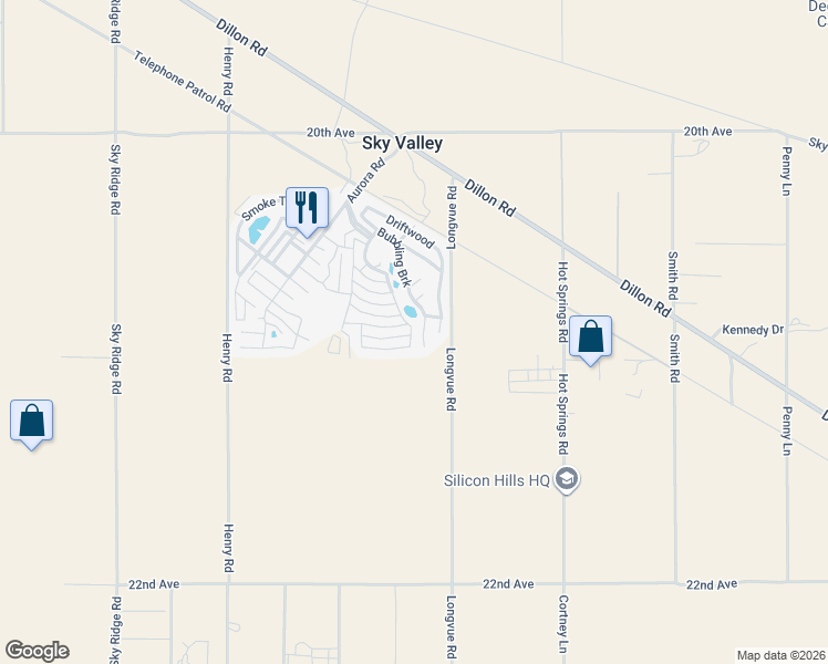 map of restaurants, bars, coffee shops, grocery stores, and more near Cotton Way Street in Desert Hot Springs
