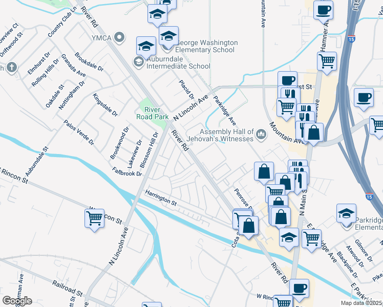 map of restaurants, bars, coffee shops, grocery stores, and more near 911 Primrose Lane in Corona