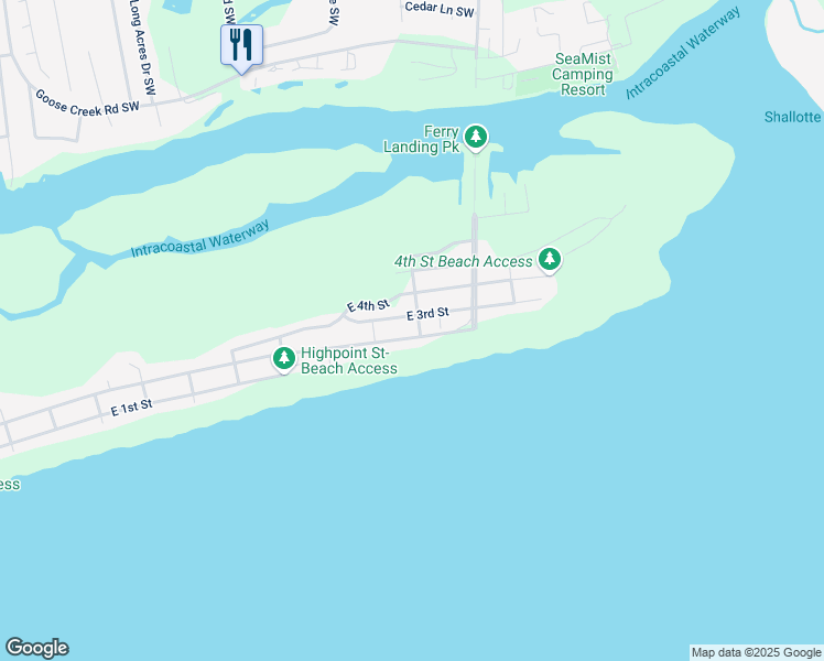 map of restaurants, bars, coffee shops, grocery stores, and more near 462-498 East 2nd Street in Ocean Isle Beach
