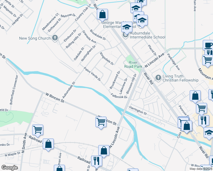 map of restaurants, bars, coffee shops, grocery stores, and more near 1190 Palos Verde Drive in Corona