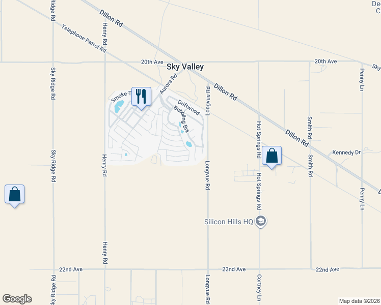 map of restaurants, bars, coffee shops, grocery stores, and more near Cotton Way Street in Desert Hot Springs
