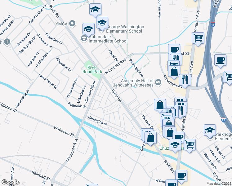 map of restaurants, bars, coffee shops, grocery stores, and more near 911 Primrose Lane in Corona