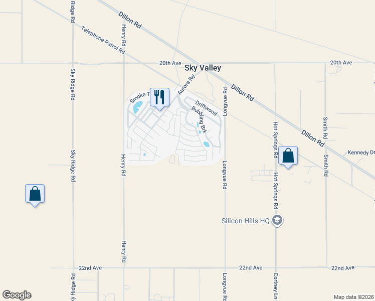 map of restaurants, bars, coffee shops, grocery stores, and more near Cotton Way Street in Desert Hot Springs