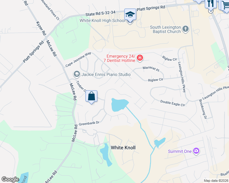 map of restaurants, bars, coffee shops, grocery stores, and more near 110 Magnolia Tree Road in Lexington