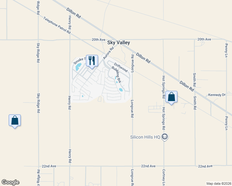 map of restaurants, bars, coffee shops, grocery stores, and more near Cotton Way Street in Desert Hot Springs