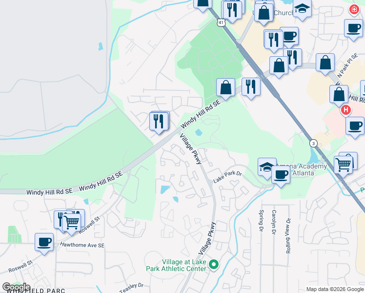 map of restaurants, bars, coffee shops, grocery stores, and more near 45 Rumson Court in Smyrna