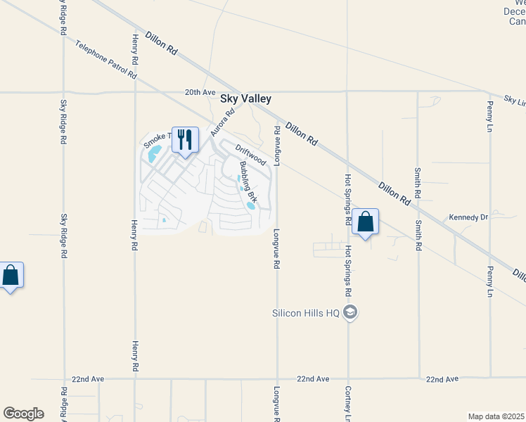 map of restaurants, bars, coffee shops, grocery stores, and more near 74711 Dillon Road in Desert Hot Springs