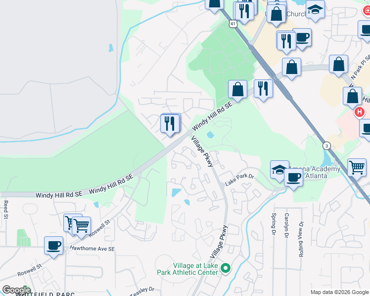 map of restaurants, bars, coffee shops, grocery stores, and more near 45 Rumson Court in Smyrna