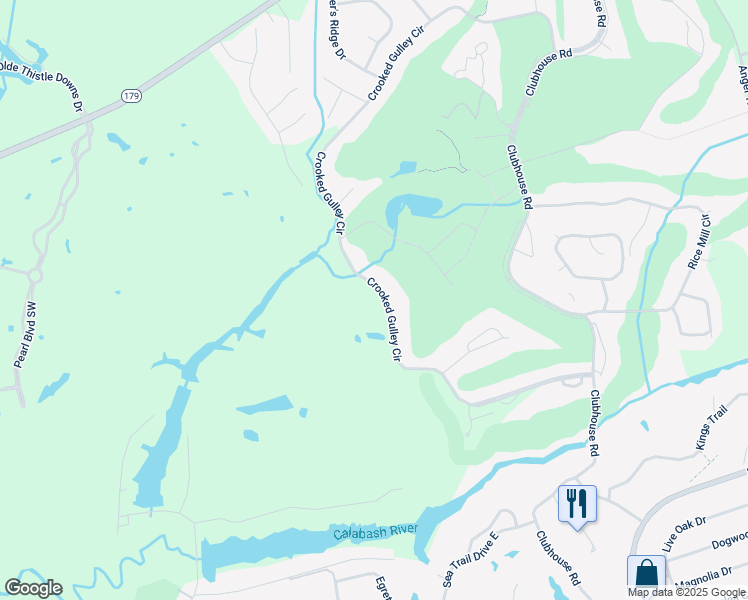 map of restaurants, bars, coffee shops, grocery stores, and more near 219 Crooked Gulley Circle in Sunset Beach