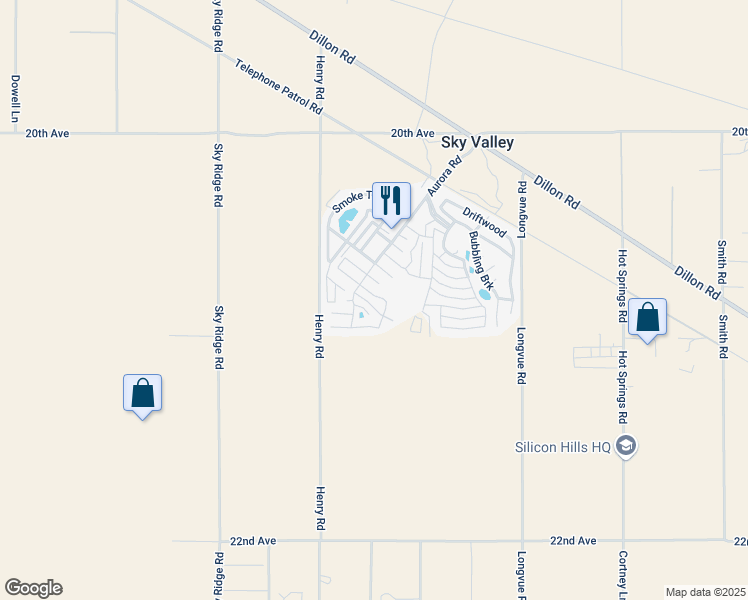 map of restaurants, bars, coffee shops, grocery stores, and more near 74711 Dillon Road in Desert Hot Springs