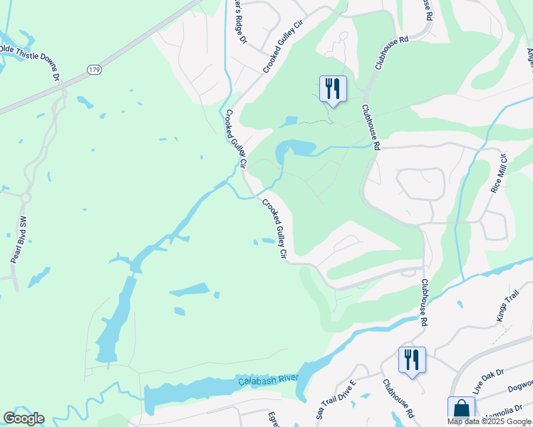 map of restaurants, bars, coffee shops, grocery stores, and more near 219 Crooked Gulley Circle in Sunset Beach