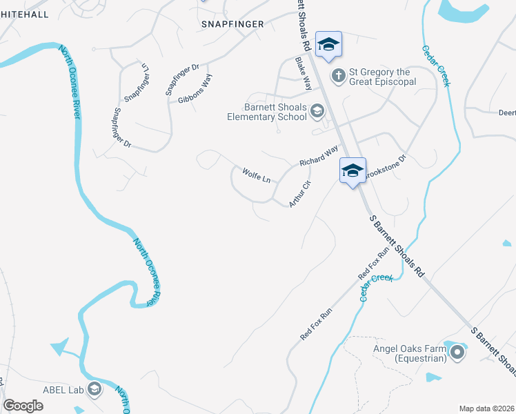 map of restaurants, bars, coffee shops, grocery stores, and more near 320-336 Richard Way in Athens