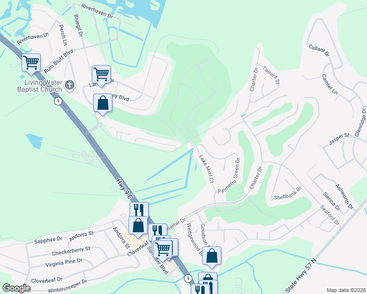 map of restaurants, bars, coffee shops, grocery stores, and more near 2101 Borgata loop in Longs