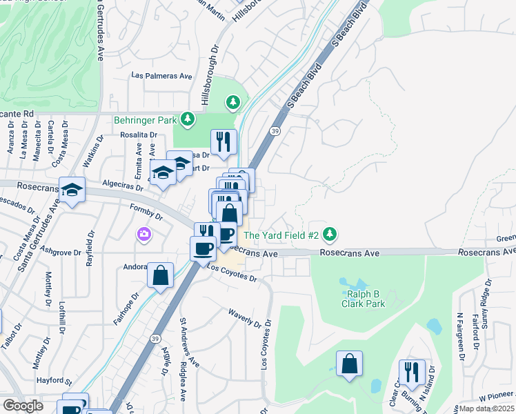 map of restaurants, bars, coffee shops, grocery stores, and more near 3054 Colt Way in Fullerton