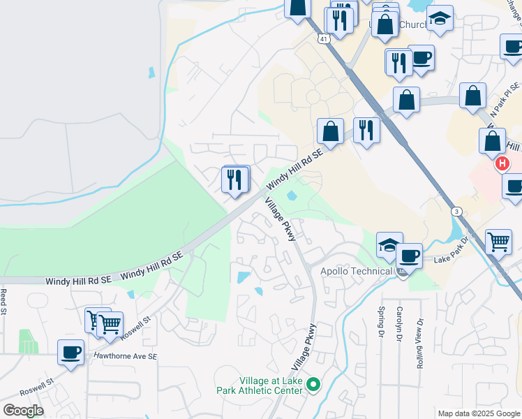 map of restaurants, bars, coffee shops, grocery stores, and more near 1898 Windy Hill Road in Smyrna