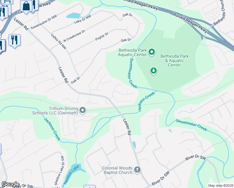 map of restaurants, bars, coffee shops, grocery stores, and more near 3895 Sugarbrook Drive in Lawrenceville