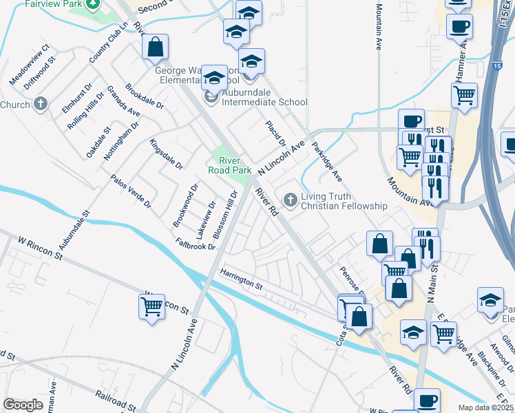 map of restaurants, bars, coffee shops, grocery stores, and more near 990 Primrose Lane in Corona