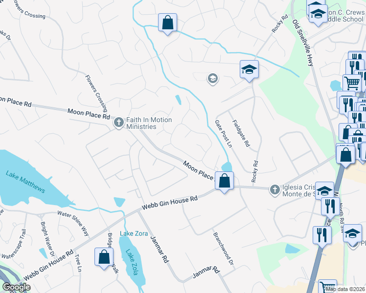 map of restaurants, bars, coffee shops, grocery stores, and more near 1905 Milfield Circle in Snellville