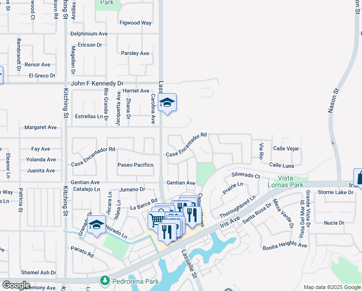 map of restaurants, bars, coffee shops, grocery stores, and more near 15343 Caballo Road in Moreno Valley