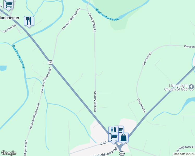 map of restaurants, bars, coffee shops, grocery stores, and more near 368 Country Club Road in Jasper