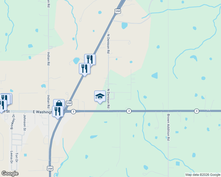 map of restaurants, bars, coffee shops, grocery stores, and more near 402 North Denison Road in Idabel