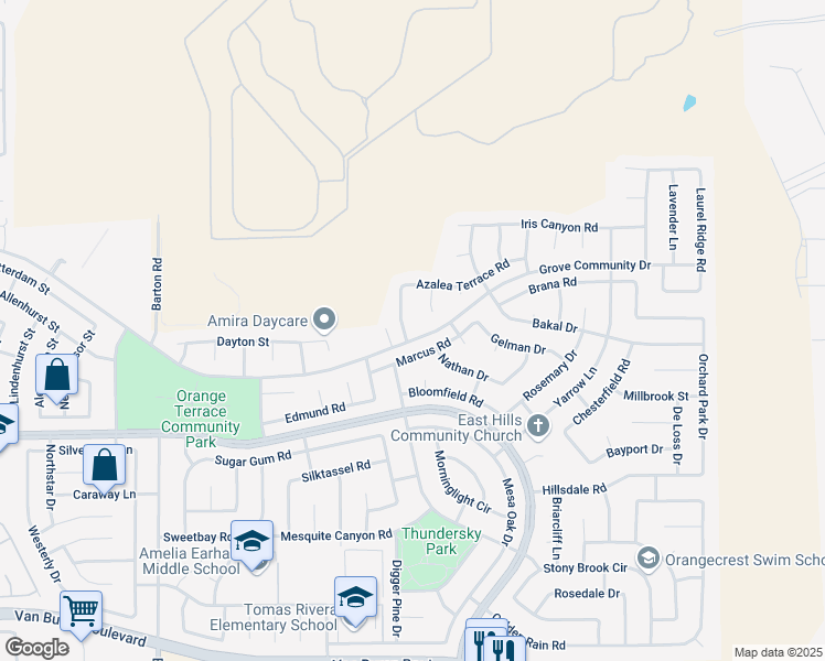 map of restaurants, bars, coffee shops, grocery stores, and more near 8360 Clover Creek Road in Riverside