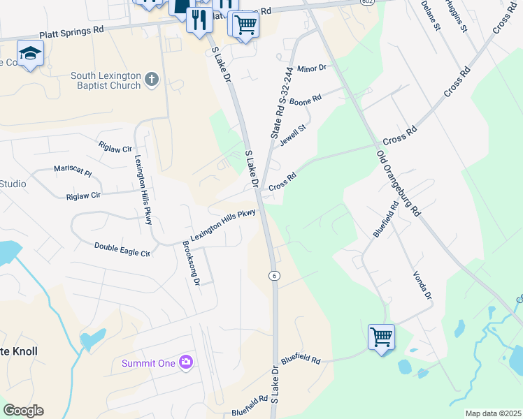 map of restaurants, bars, coffee shops, grocery stores, and more near Hwy 6 & Lexington Hills Pkwy in Lexington