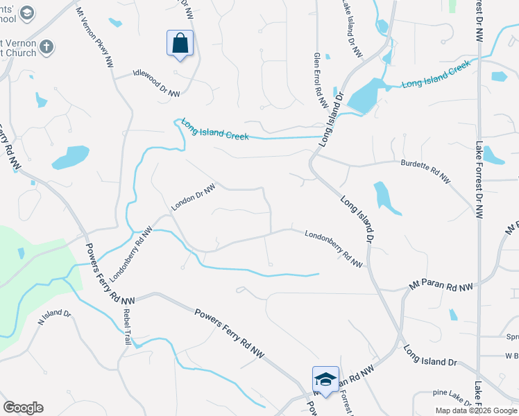 map of restaurants, bars, coffee shops, grocery stores, and more near 5240 Kenbrook Way Northwest in Atlanta