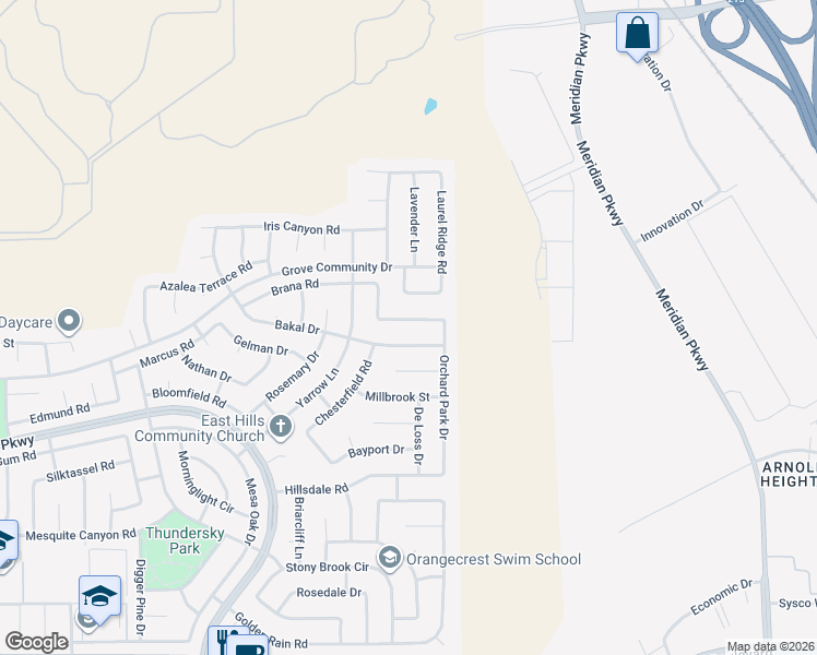 map of restaurants, bars, coffee shops, grocery stores, and more near 20859 Westbury Road in Riverside