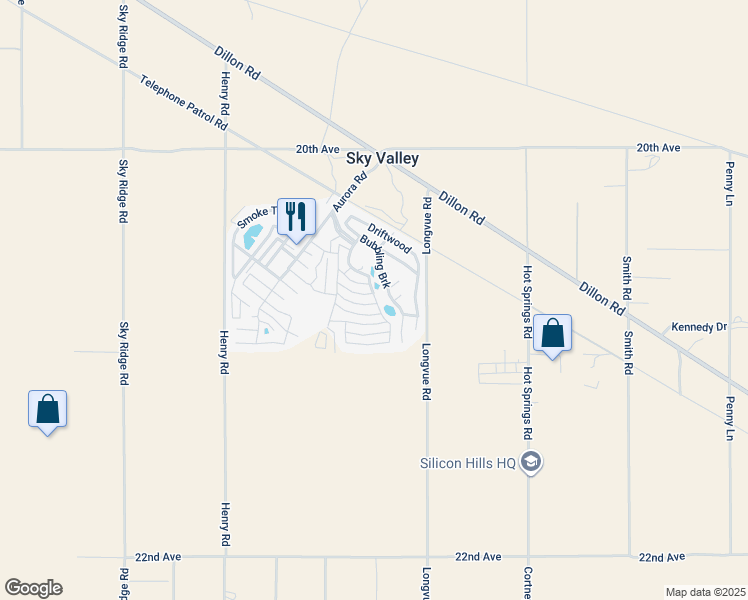 map of restaurants, bars, coffee shops, grocery stores, and more near 74711 Dillon Road in Desert Hot Springs