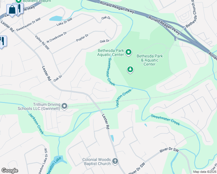 map of restaurants, bars, coffee shops, grocery stores, and more near 110 Jackson Bluff Court in Lawrenceville