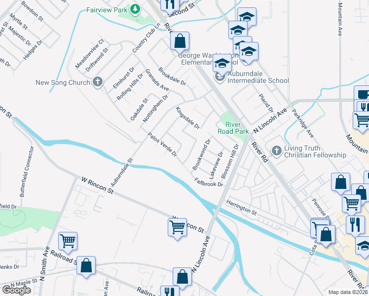 map of restaurants, bars, coffee shops, grocery stores, and more near 921 Candy Drive in Corona