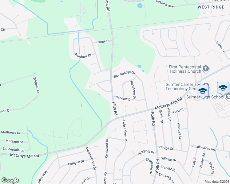 map of restaurants, bars, coffee shops, grocery stores, and more near 795 Pitts Road in Sumter
