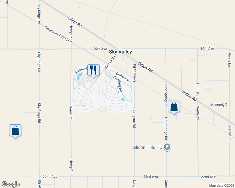 map of restaurants, bars, coffee shops, grocery stores, and more near Cotton Way Street in Desert Hot Springs