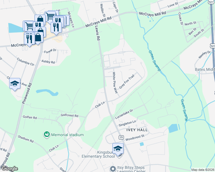 map of restaurants, bars, coffee shops, grocery stores, and more near 715 County Road 25 in Sumter