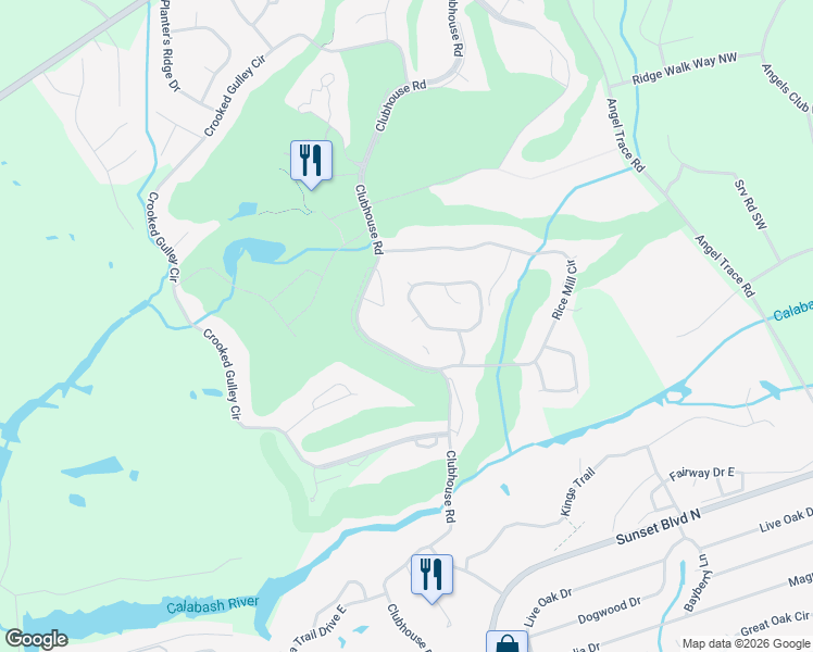 map of restaurants, bars, coffee shops, grocery stores, and more near 141 Talbot Court in Sunset Beach