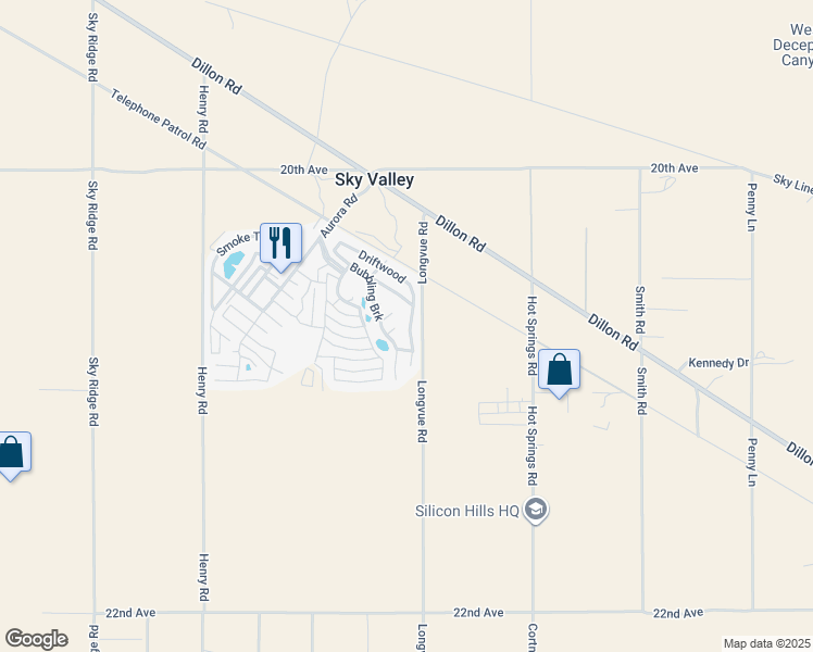 map of restaurants, bars, coffee shops, grocery stores, and more near 74711 Dillon Road in Desert Hot Springs