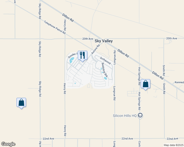 map of restaurants, bars, coffee shops, grocery stores, and more near 74711 Dillon Road in Desert Hot Springs