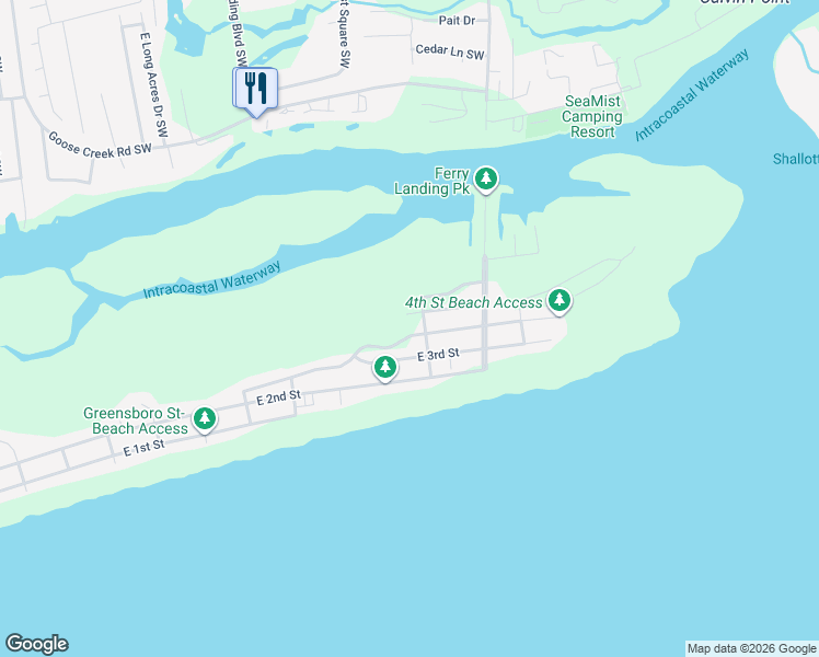 map of restaurants, bars, coffee shops, grocery stores, and more near East 4th Street in Ocean Isle Beach