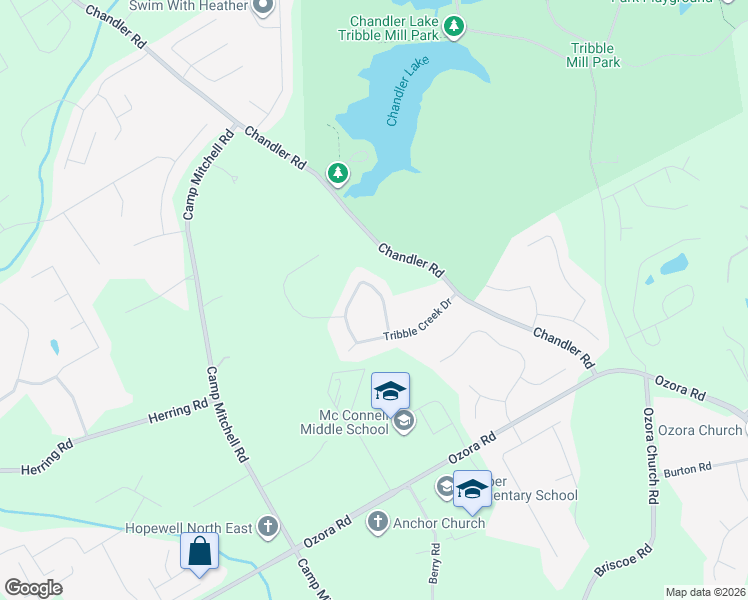 map of restaurants, bars, coffee shops, grocery stores, and more near 2475 Tribble Creek Cove in Grayson