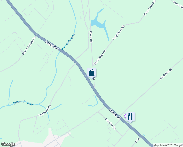 map of restaurants, bars, coffee shops, grocery stores, and more near 4624 U.S. 501 in Conway