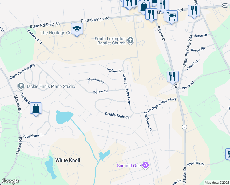map of restaurants, bars, coffee shops, grocery stores, and more near 277 Double Eagle Circle in Lexington