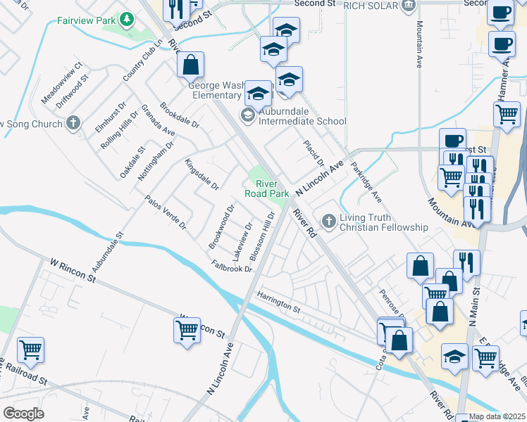map of restaurants, bars, coffee shops, grocery stores, and more near 1002 Blossom Hill Drive in Corona