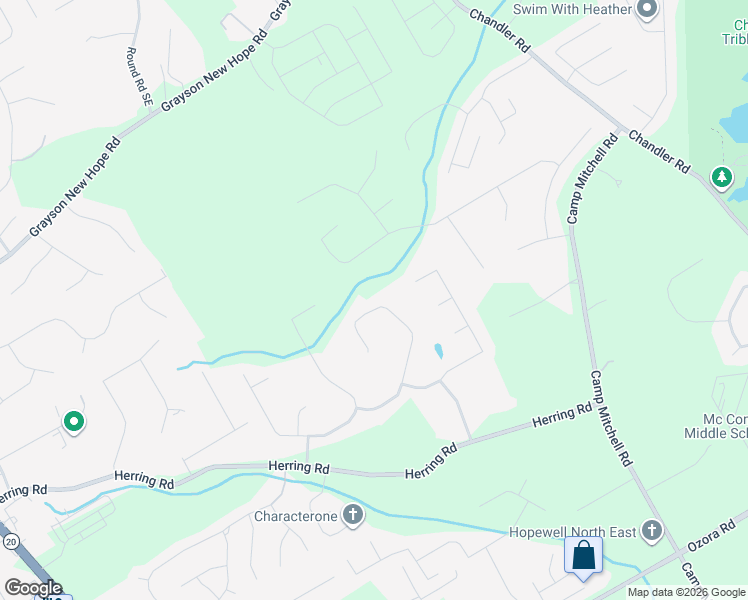 map of restaurants, bars, coffee shops, grocery stores, and more near 275 Amberbrook Circle in Grayson