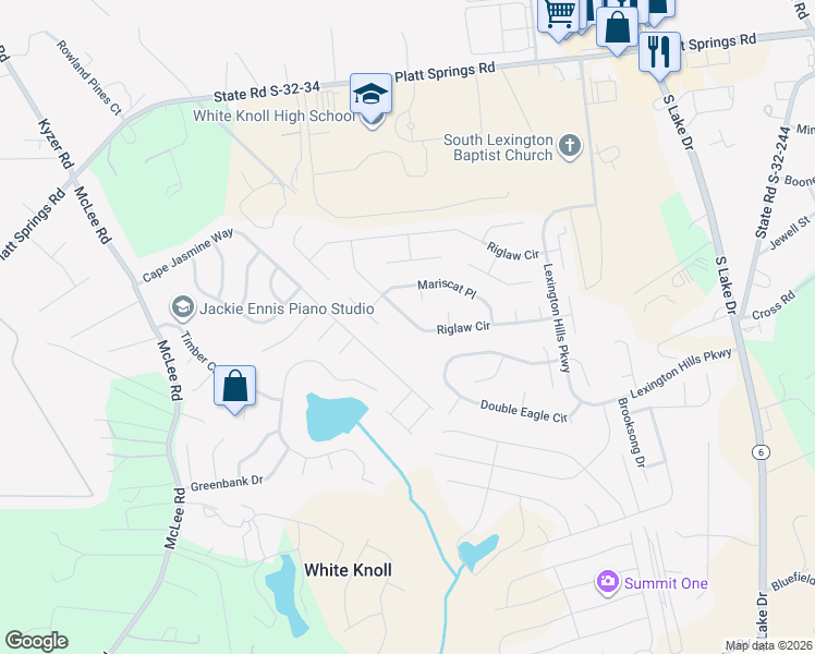 map of restaurants, bars, coffee shops, grocery stores, and more near 217 Riglaw Circle in Lexington