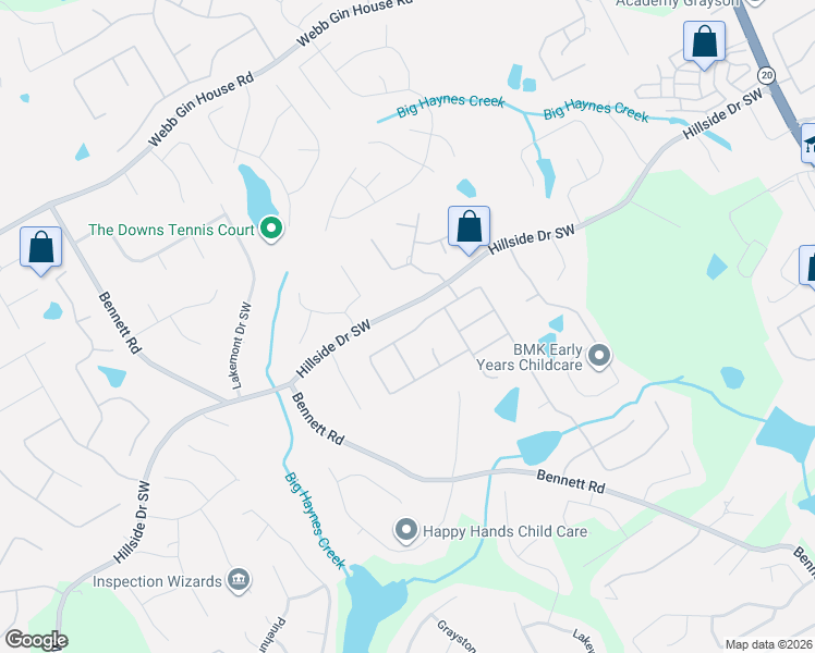 map of restaurants, bars, coffee shops, grocery stores, and more near 1140 Mount McKinley Drive in Grayson