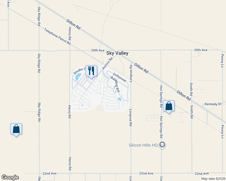 map of restaurants, bars, coffee shops, grocery stores, and more near 74711 Dillon Road in Desert Hot Springs