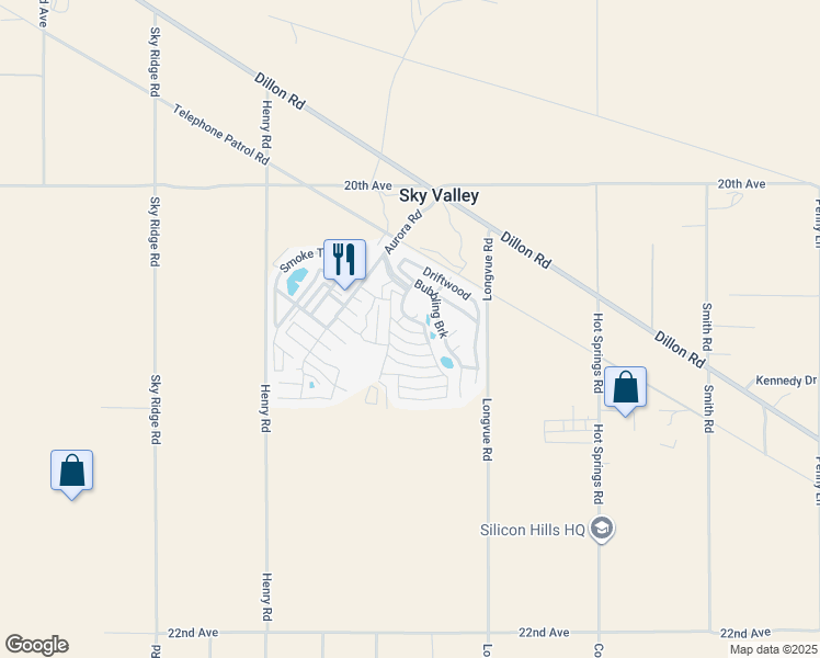 map of restaurants, bars, coffee shops, grocery stores, and more near 74711 Dillon Road in Desert Hot Springs